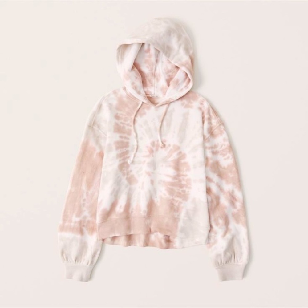 Abercrombie & Fitch Puff Sleeve Hoodie - Blush Pink Tie Dye